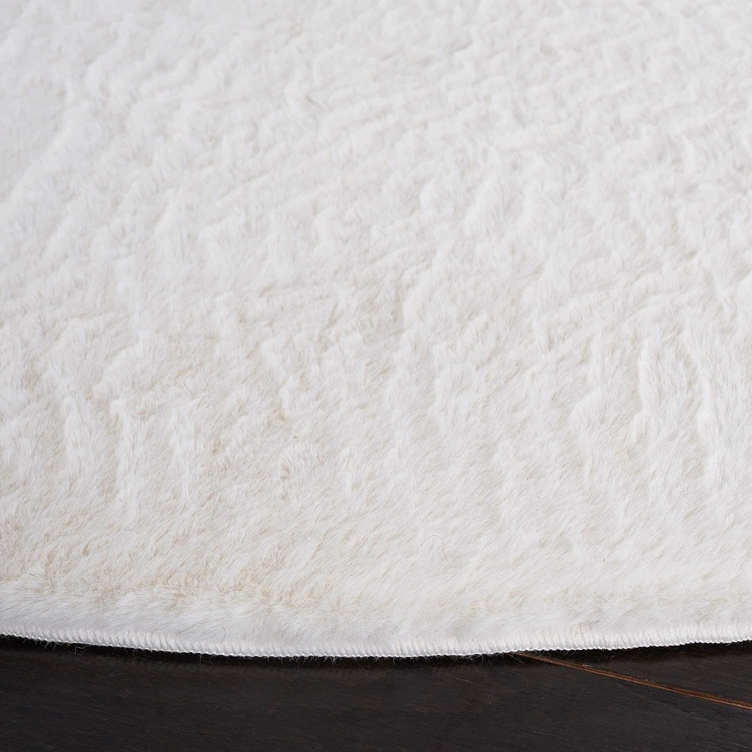 image:imageSAFAVIEH Washable Rug Faux Rabbit Fur Shag Collection 5 x 7 Beige Slip Resistant amp Easy Cleaning Ideal for Living Room Bedroom Kids Playroom Nursery Dining Space FRF500BOff White