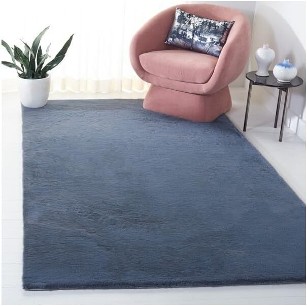 image:imageSAFAVIEH Washable Rug Faux Rabbit Fur Shag Collection 5 x 7 Beige Slip Resistant amp Easy Cleaning Ideal for Living Room Bedroom Kids Playroom Nursery Dining Space FRF500BDark Grey