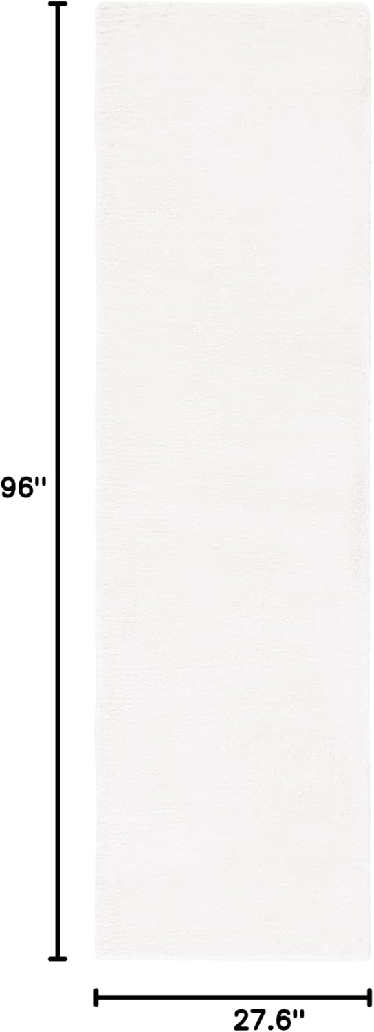 image:imageSAFAVIEH Washable Rug Faux Rabbit Fur Shag Collection 5 x 7 Beige Slip Resistant amp Easy Cleaning Ideal for Living Room Bedroom Kids Playroom Nursery Dining Space FRF500BOff White