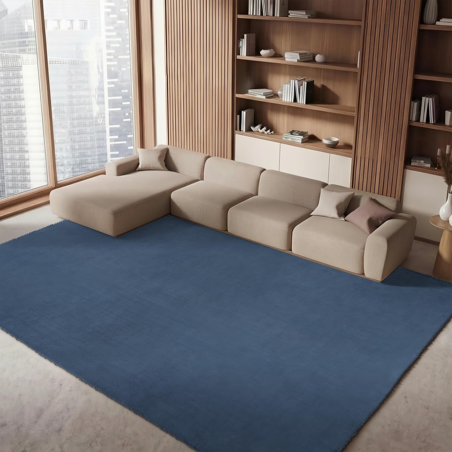 image:imageSAFAVIEH Washable Rug Faux Rabbit Fur Shag Collection 5 x 7 Beige Slip Resistant amp Easy Cleaning Ideal for Living Room Bedroom Kids Playroom Nursery Dining Space FRF500BDark Grey