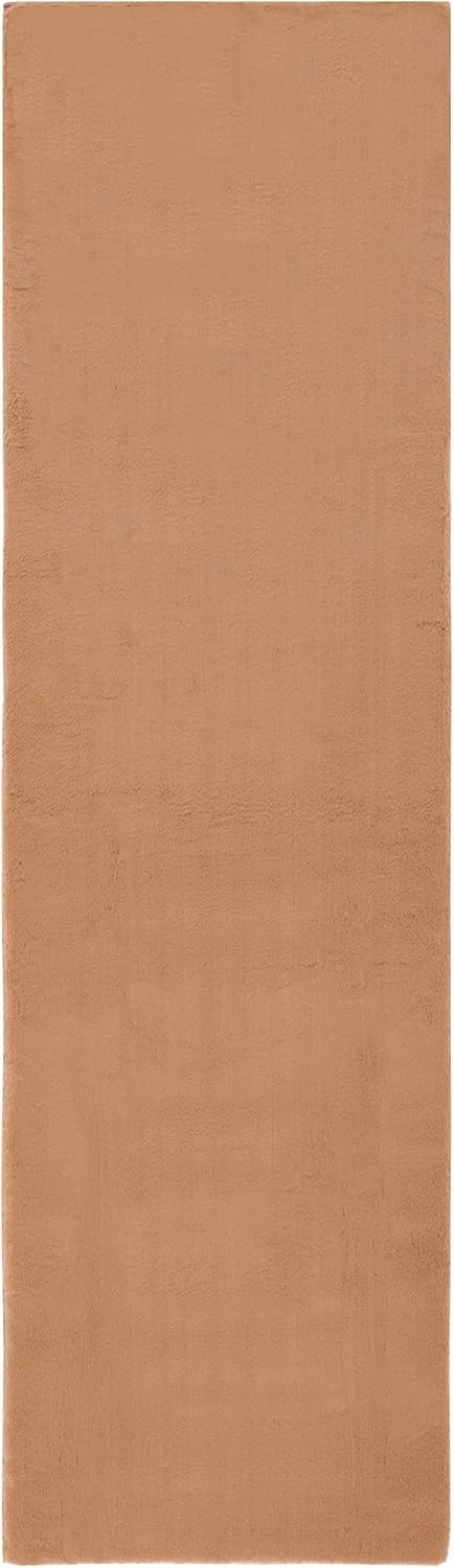 image:imageSAFAVIEH Washable Rug Faux Rabbit Fur Shag Collection 5 x 7 Beige Slip Resistant amp Easy Cleaning Ideal for Living Room Bedroom Kids Playroom Nursery Dining Space FRF500BBrown