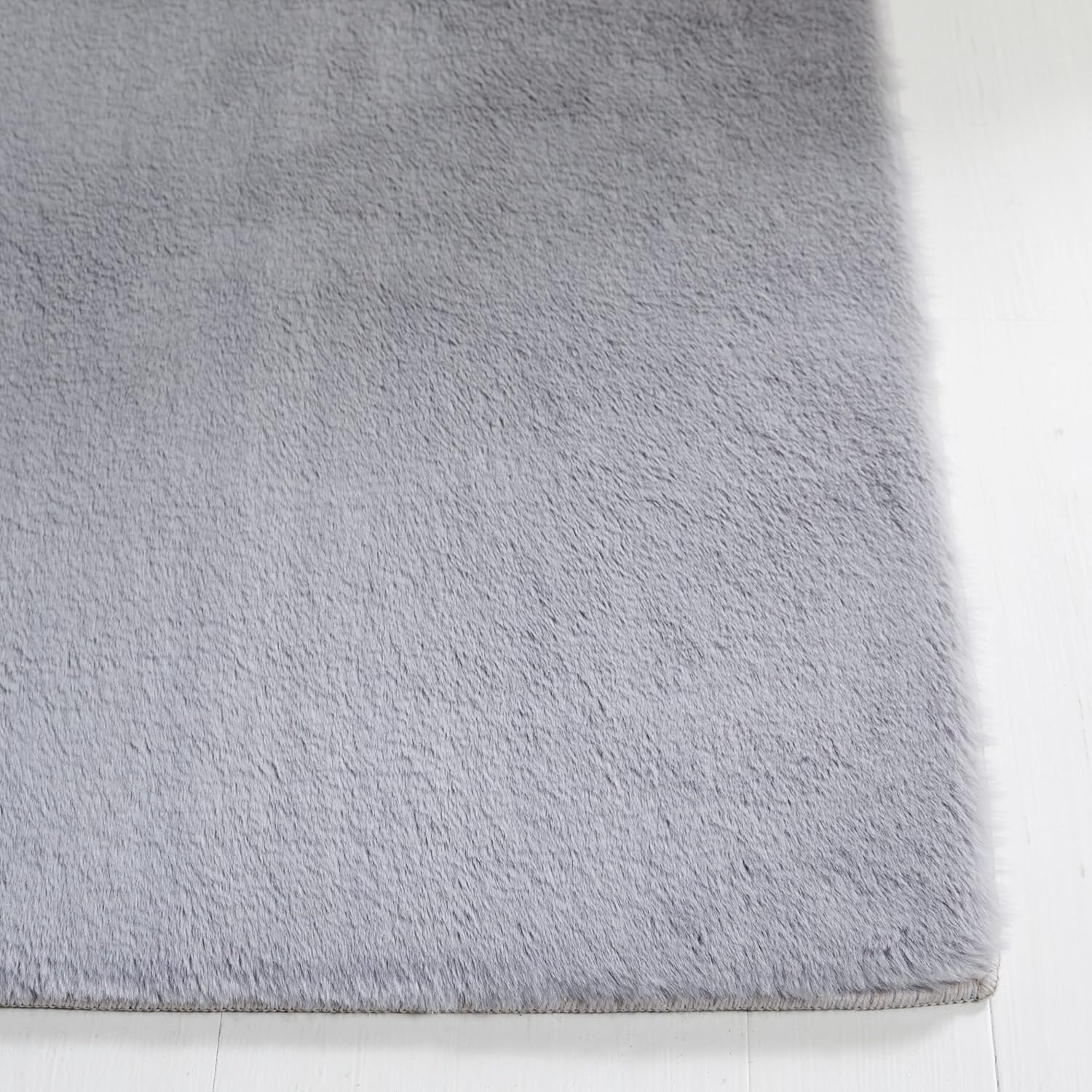 image:imageSAFAVIEH Washable Rug Faux Rabbit Fur Shag Collection 5 x 7 Beige Slip Resistant amp Easy Cleaning Ideal for Living Room Bedroom Kids Playroom Nursery Dining Space FRF500BLight Grey