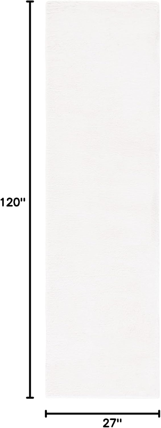 image:imageSAFAVIEH Washable Rug Faux Rabbit Fur Shag Collection 5 x 7 Beige Slip Resistant amp Easy Cleaning Ideal for Living Room Bedroom Kids Playroom Nursery Dining Space FRF500BOff White