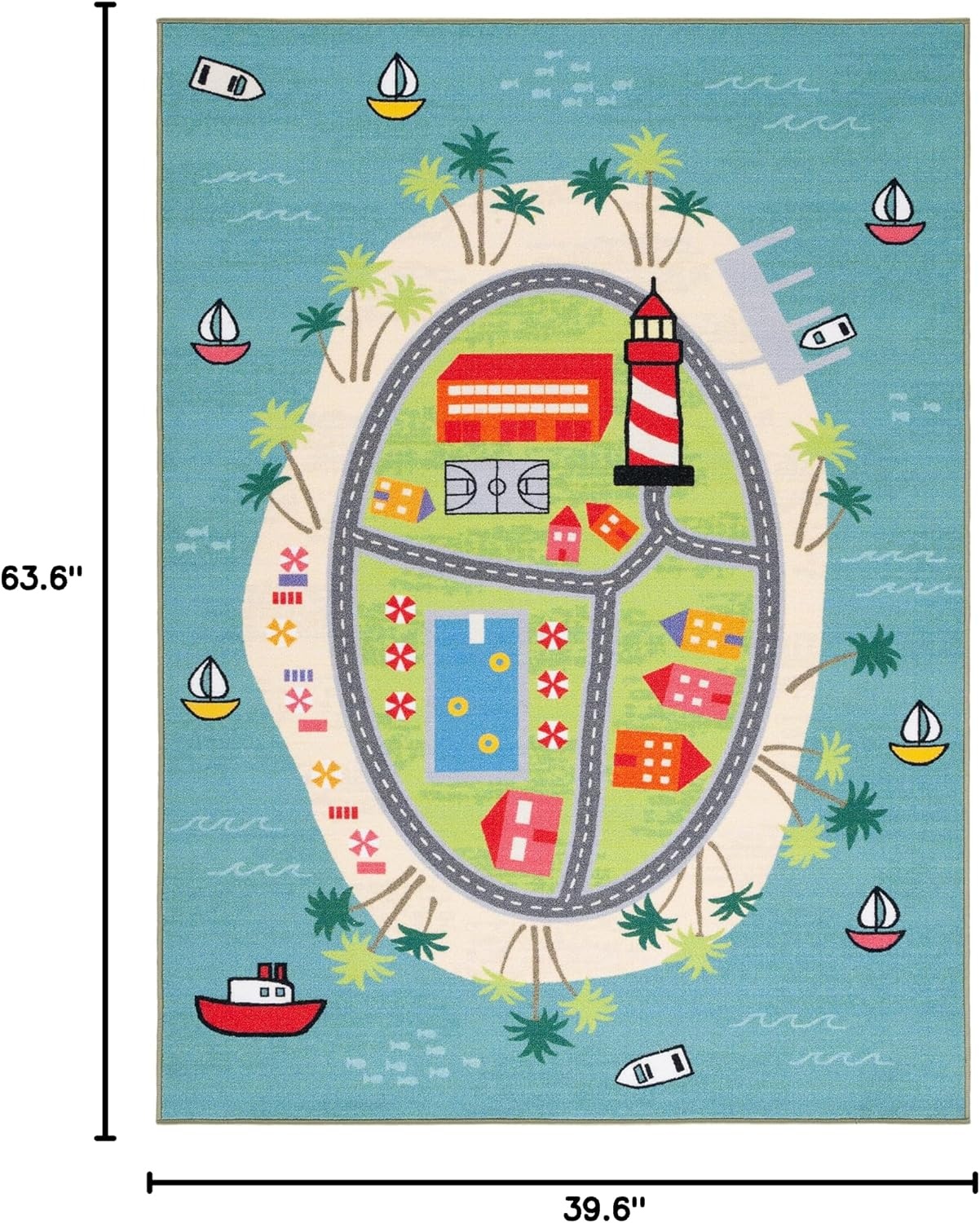 image:imageSAFAVIEH Washable Rug Kids Playhouse Collection 33 x 53 Blue amp Green Slip Resistant amp Easy to Clean Ideal for Kids Room Playroom Nursery Boys amp Girls Room KPH202MBlueGreen