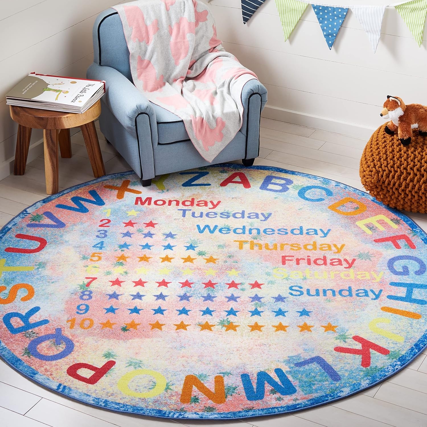 image:imageSAFAVIEH Washable Rug Kids Playhouse Collection 33 x 53 Blue amp Orange Slip Resistant amp Easy to Clean Ideal for Kids Room Playroom Nursery Boys amp Girls Room KPH251MBlueOrange