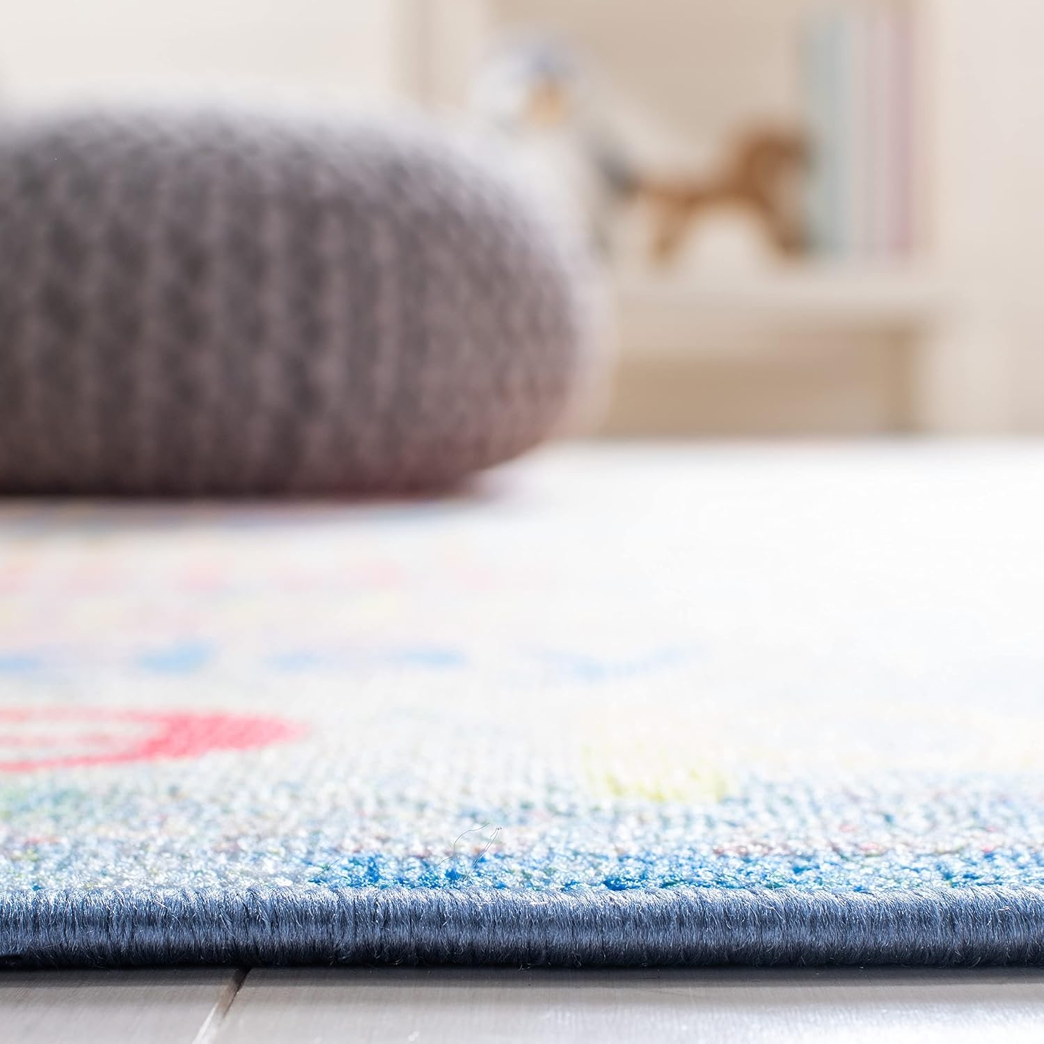 image:imageSAFAVIEH Washable Rug Kids Playhouse Collection 33 x 53 Blue amp Orange Slip Resistant amp Easy to Clean Ideal for Kids Room Playroom Nursery Boys amp Girls Room KPH251MBlueOrange