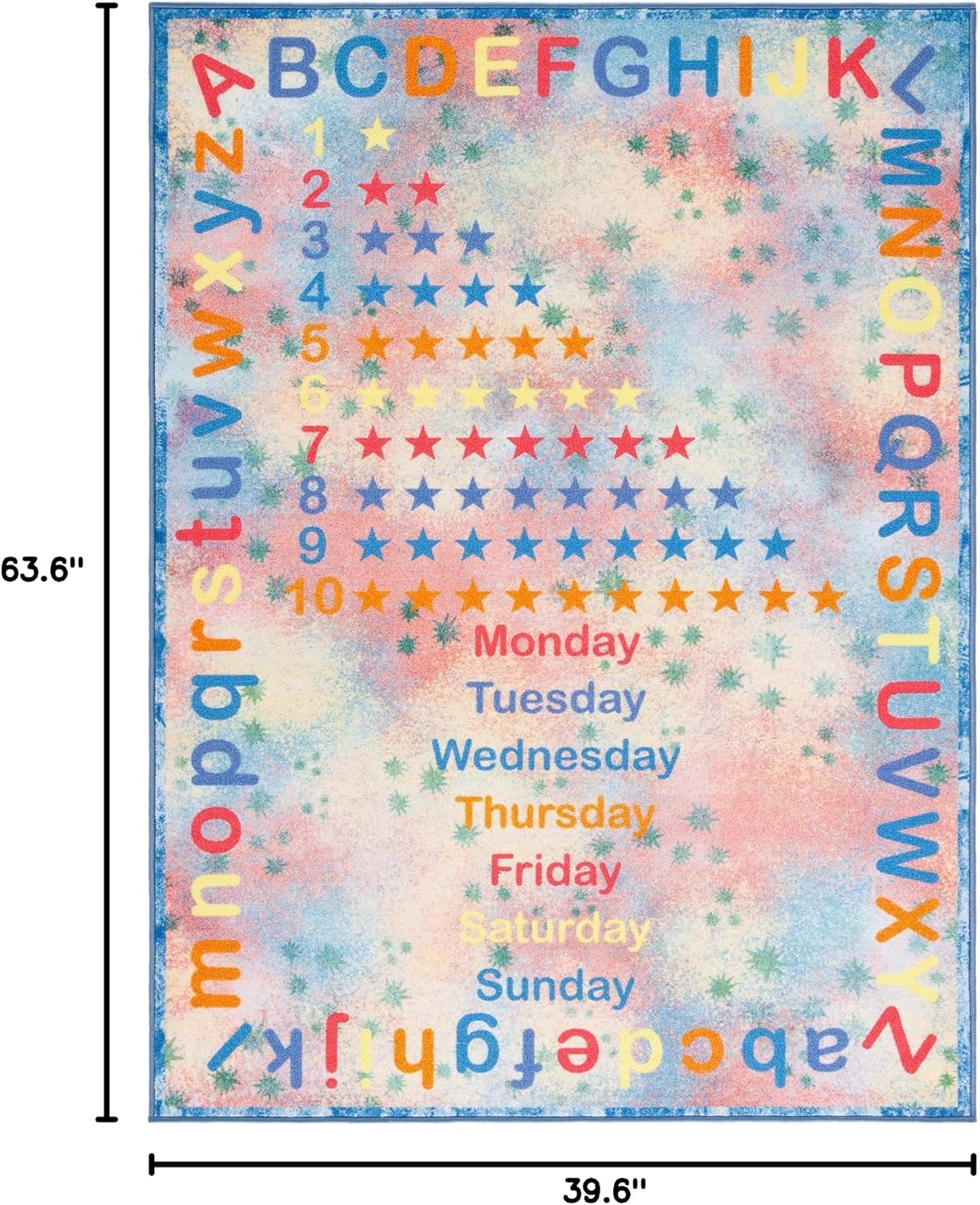 image:imageSAFAVIEH Washable Rug Kids Playhouse Collection 33 x 53 Blue amp Orange Slip Resistant amp Easy to Clean Ideal for Kids Room Playroom Nursery Boys amp Girls Room KPH251MBlueOrange