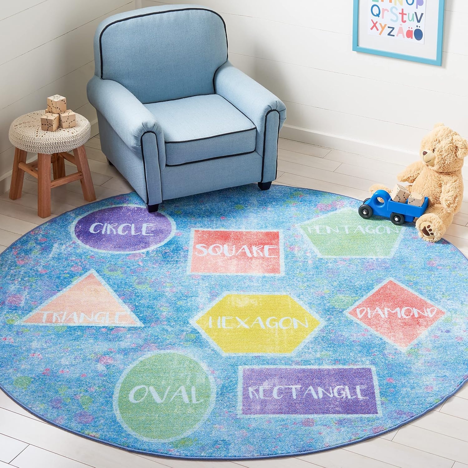 image:imageSAFAVIEH Washable Rug Kids Playhouse Collection 33 x 53 Blue amp Pink Slip Resistant amp Easy to Clean Ideal for Kids Room Playroom Nursery Boys amp Girls Room KPH201MBluePink