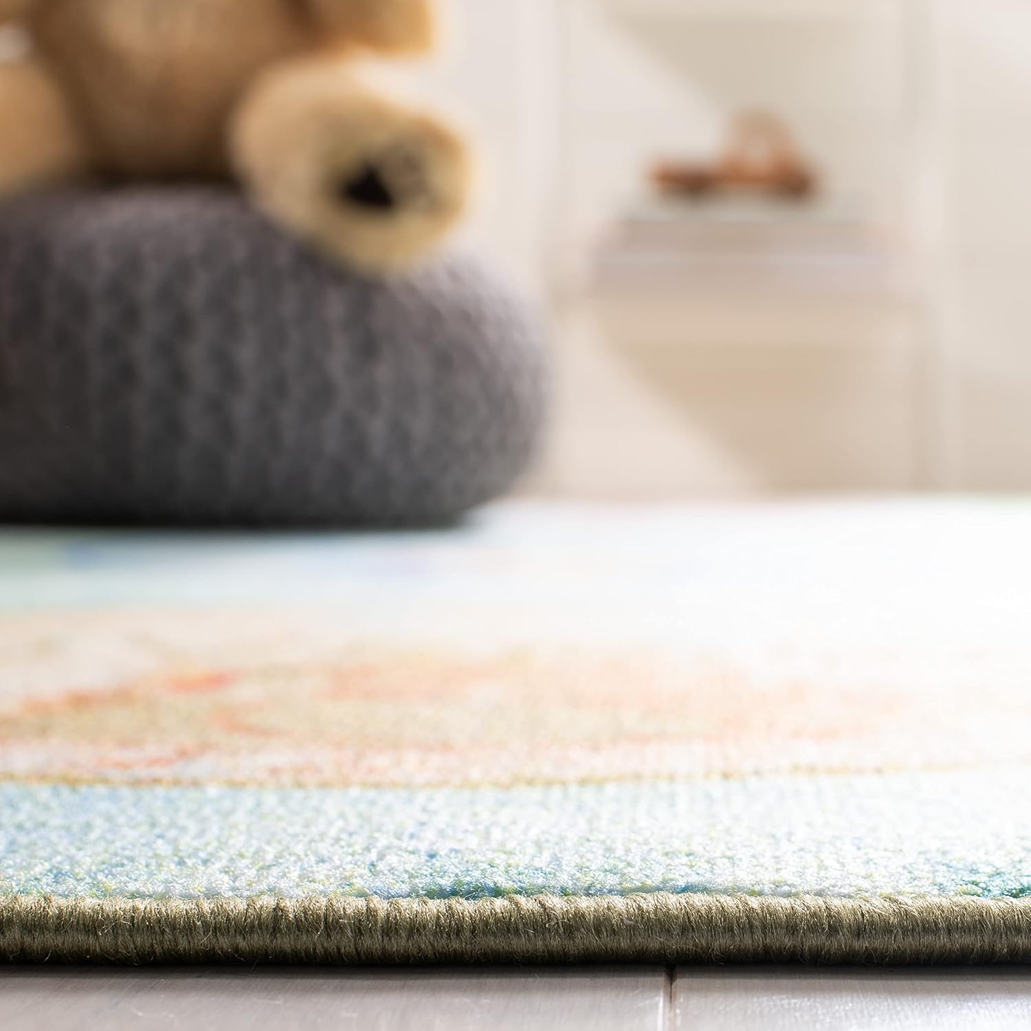 image:imageSAFAVIEH Washable Rug Kids Playhouse Collection 33 x 53 Green amp Blue Slip Resistant amp Easy to Clean Ideal for Kids Room Playroom Nursery Boys amp Girls Room KPH256YGreenBlue