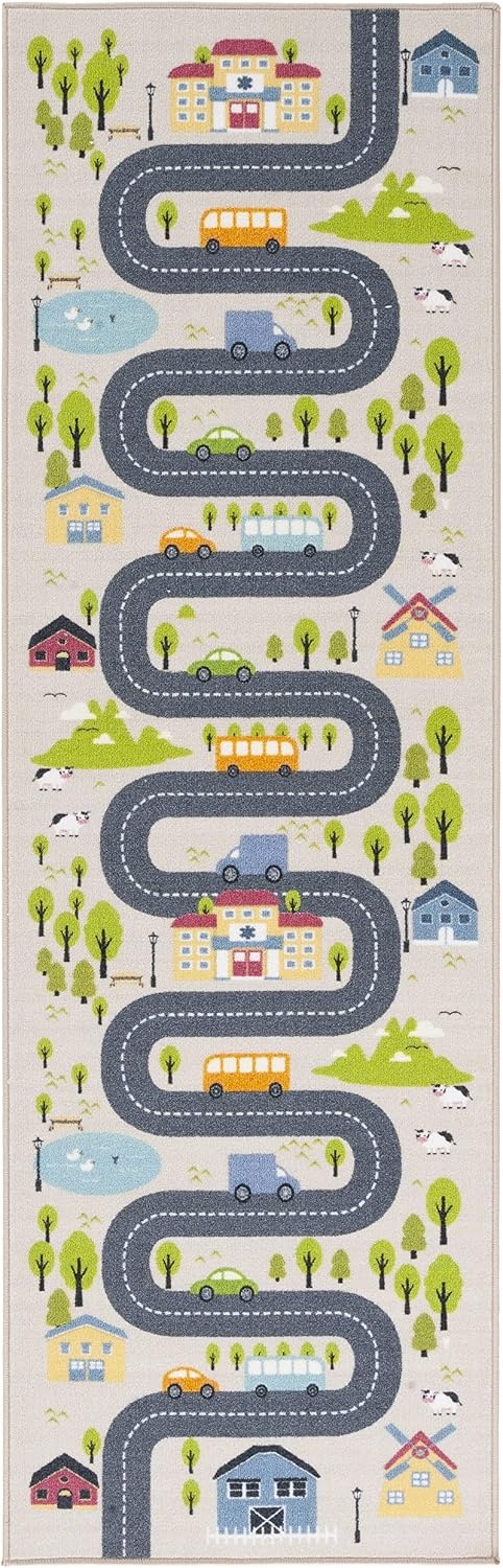 image:imageSAFAVIEH Washable Rug Kids Playhouse Collection 55 x 77 Beige amp Green Slip Resistant amp Easy to Clean Ideal for Kids Room Playroom Nursery Boys amp Girls Room KPH227ABeigeGreen