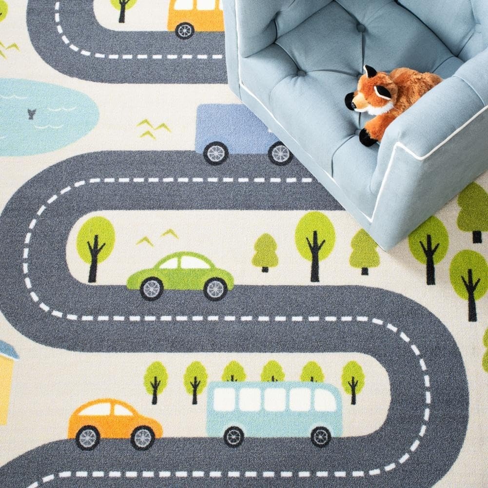 image:imageSAFAVIEH Washable Rug Kids Playhouse Collection 55 x 77 Beige amp Green Slip Resistant amp Easy to Clean Ideal for Kids Room Playroom Nursery Boys amp Girls Room KPH227ABeigeGreen