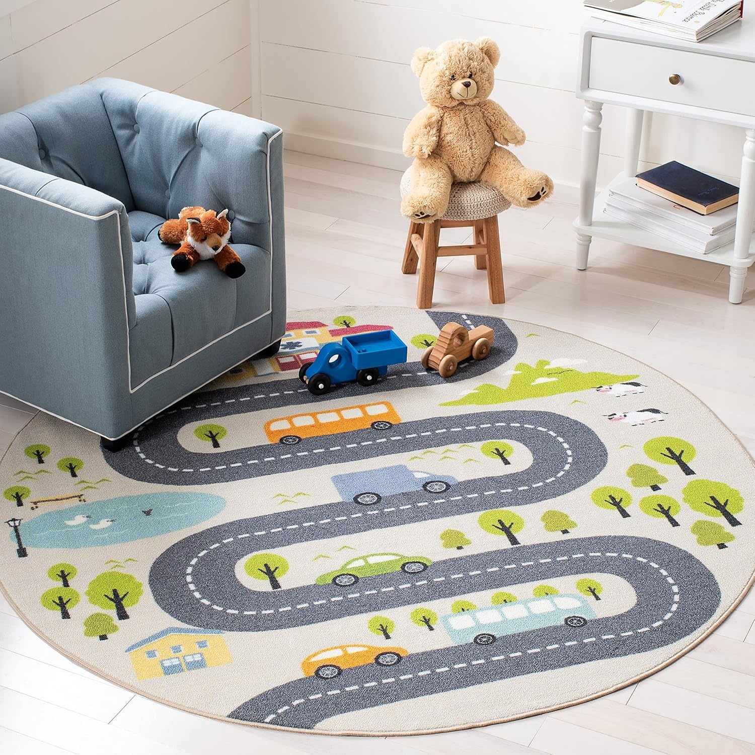 image:imageSAFAVIEH Washable Rug Kids Playhouse Collection 55 x 77 Beige amp Green Slip Resistant amp Easy to Clean Ideal for Kids Room Playroom Nursery Boys amp Girls Room KPH227ABeigeGreen