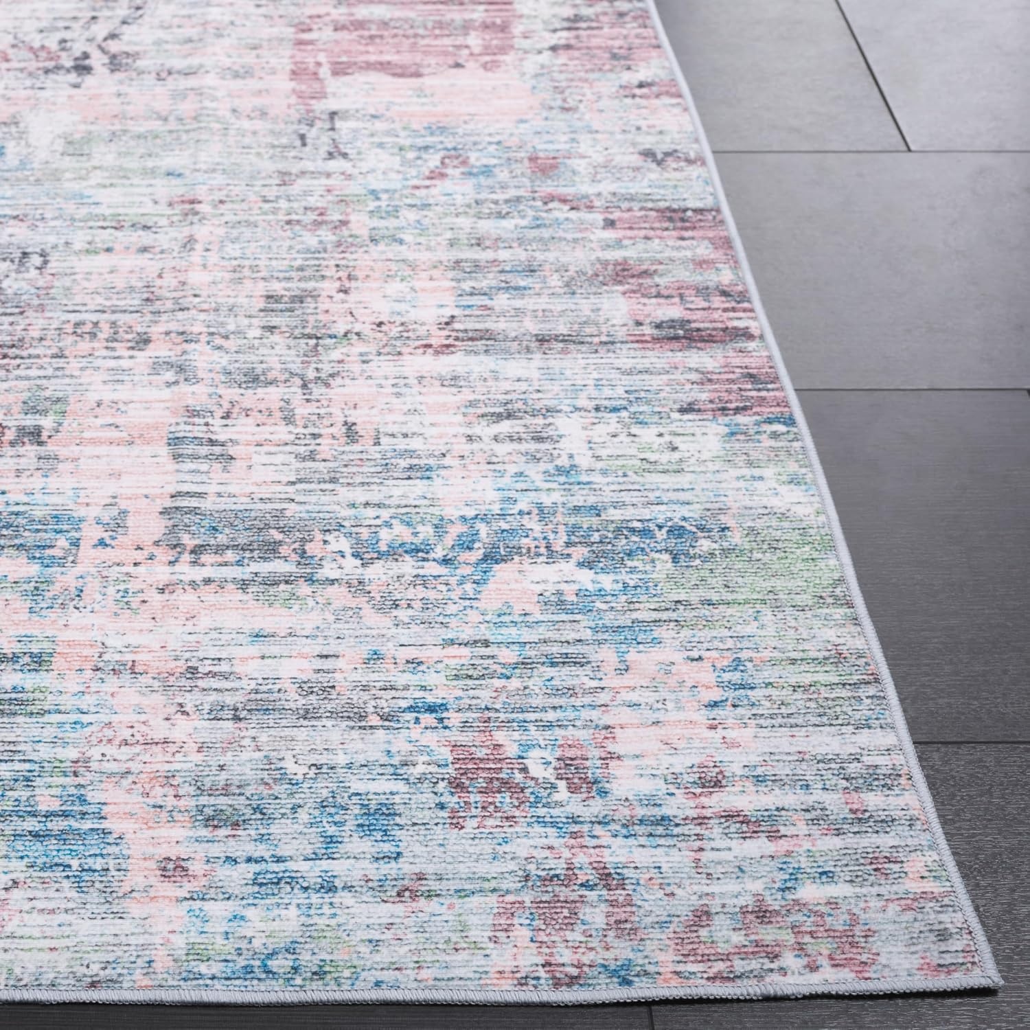 image:imageSAFAVIEH Washable Rug Malibu Collection 5 x 8 Beige amp Blue Slip Resistant amp Easy Cleaning Ideal for Living Room Bedroom Home Office Nursery Kids Playroom Dining Space MBU944BPlumGreen