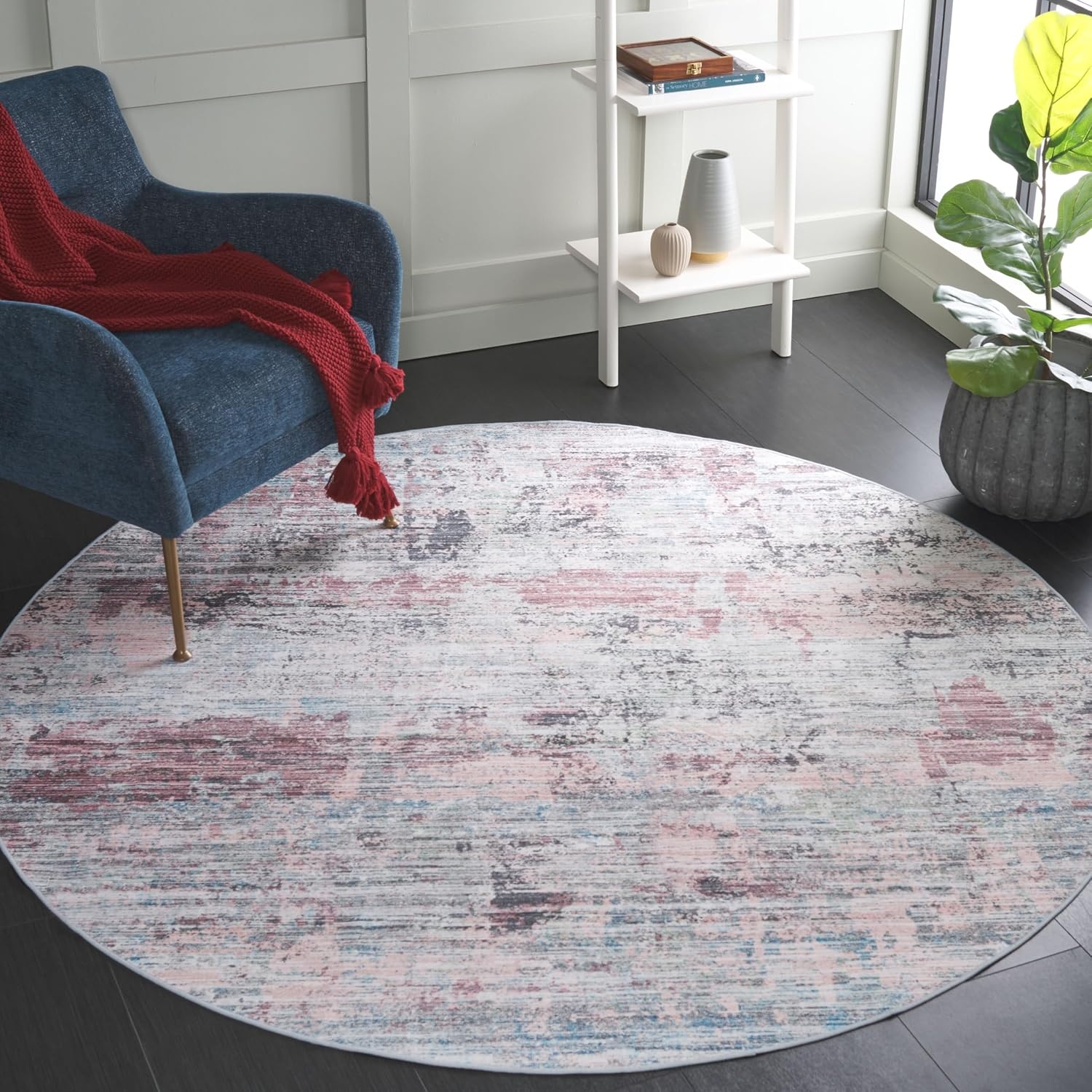 image:imageSAFAVIEH Washable Rug Malibu Collection 5 x 8 Beige amp Blue Slip Resistant amp Easy Cleaning Ideal for Living Room Bedroom Home Office Nursery Kids Playroom Dining Space MBU944BPlumGreen