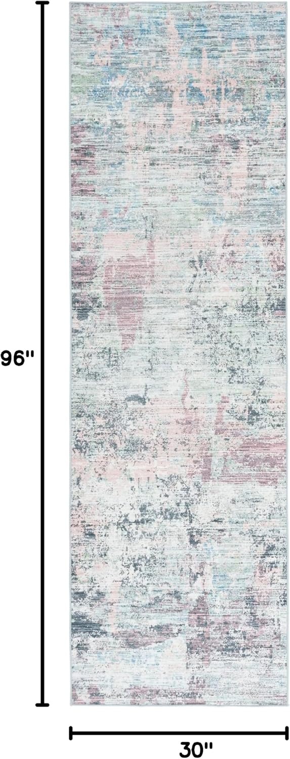 image:imageSAFAVIEH Washable Rug Malibu Collection 5 x 8 Beige amp Blue Slip Resistant amp Easy Cleaning Ideal for Living Room Bedroom Home Office Nursery Kids Playroom Dining Space MBU944BPlumGreen