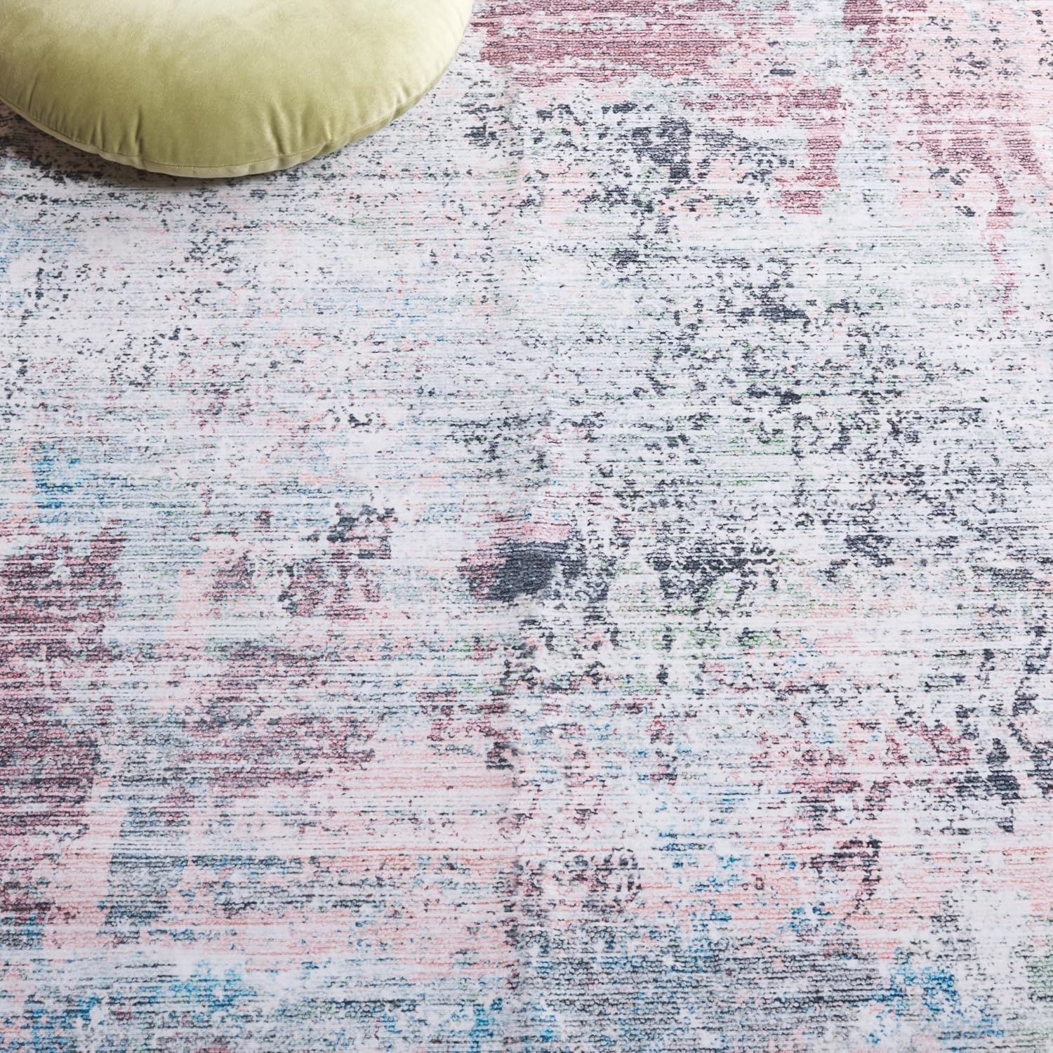 image:imageSAFAVIEH Washable Rug Malibu Collection 5 x 8 Beige amp Blue Slip Resistant amp Easy Cleaning Ideal for Living Room Bedroom Home Office Nursery Kids Playroom Dining Space MBU944BPlumGreen