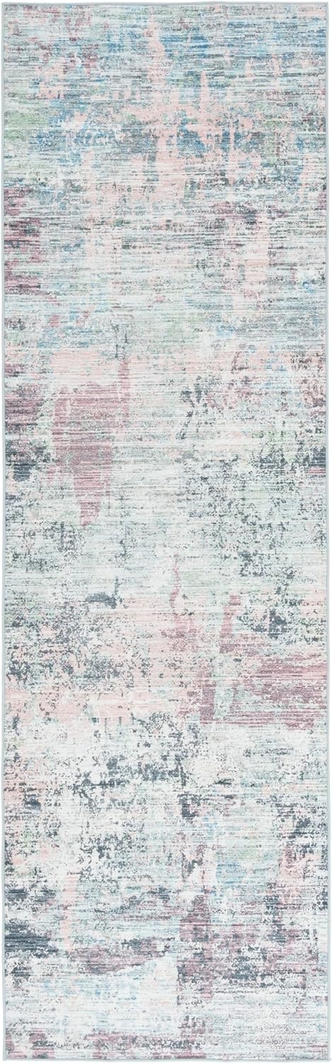 image:imageSAFAVIEH Washable Rug Malibu Collection 5 x 8 Beige amp Blue Slip Resistant amp Easy Cleaning Ideal for Living Room Bedroom Home Office Nursery Kids Playroom Dining Space MBU944BPlumGreen
