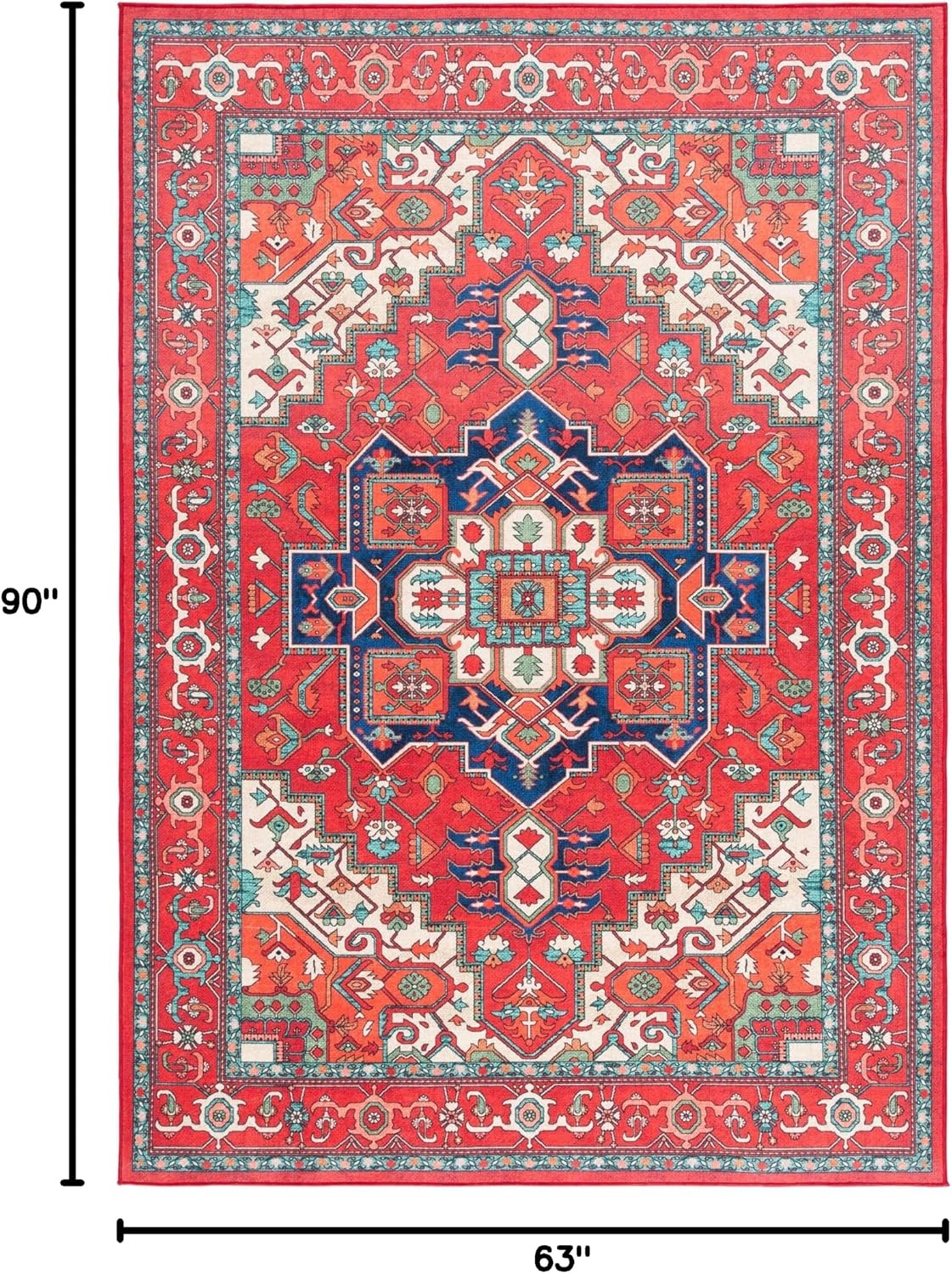 image:imageSAFAVIEH Washable Rug Orlando Collection 5 x 76 Red amp Beige NonShedding amp Easy to Clean Ideal for Living Room Bedroom Dining Space ORL758QRedBeige