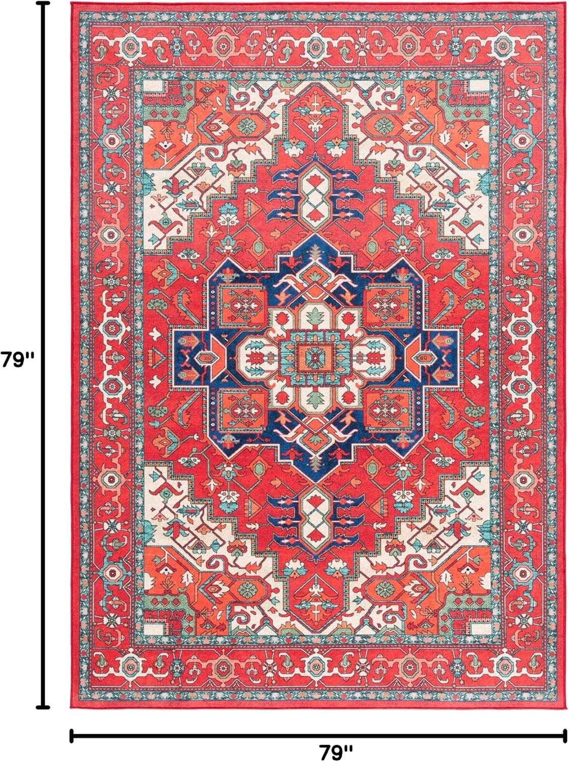 image:imageSAFAVIEH Washable Rug Orlando Collection 5 x 76 Red amp Beige NonShedding amp Easy to Clean Ideal for Living Room Bedroom Dining Space ORL758QRedBeige