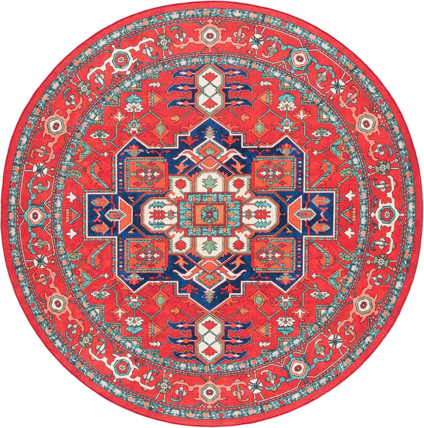 image:imageSAFAVIEH Washable Rug Orlando Collection 5 x 76 Red amp Beige NonShedding amp Easy to Clean Ideal for Living Room Bedroom Dining Space ORL758QRedBeige