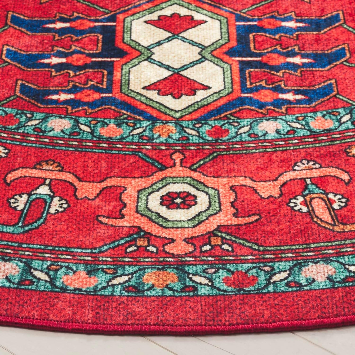 image:imageSAFAVIEH Washable Rug Orlando Collection 5 x 76 Red amp Beige NonShedding amp Easy to Clean Ideal for Living Room Bedroom Dining Space ORL758QRedBeige
