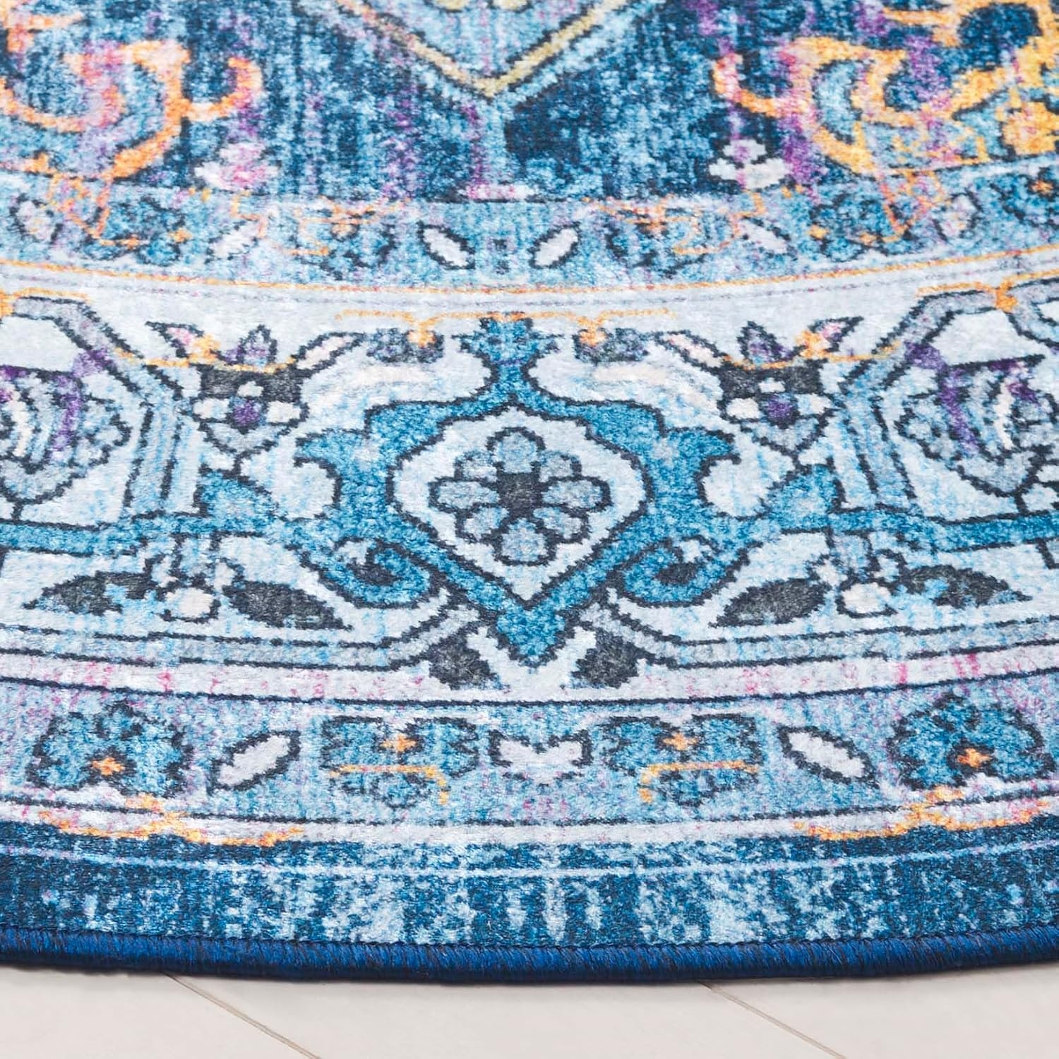 image:imageSAFAVIEH Washable Rug Orlando Collection 8 x 10 Light Blue amp Navy NonShedding amp Easy to Clean Ideal for Living Room Bedroom Dining Space ORL756KLight BlueNavy