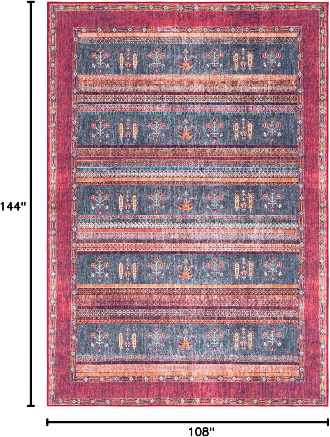 image:imageSAFAVIEH Washable Rug Orlando Collection 8 x 10 Rust amp Blue NonShedding amp Easy to Clean Ideal for Living Room Bedroom Dining Space ORL750PRustBlue