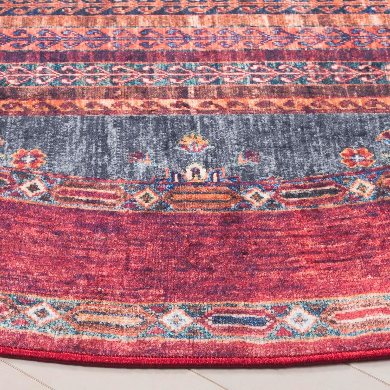 image:imageSAFAVIEH Washable Rug Orlando Collection 8 x 10 Rust amp Blue NonShedding amp Easy to Clean Ideal for Living Room Bedroom Dining Space ORL750PRustBlue