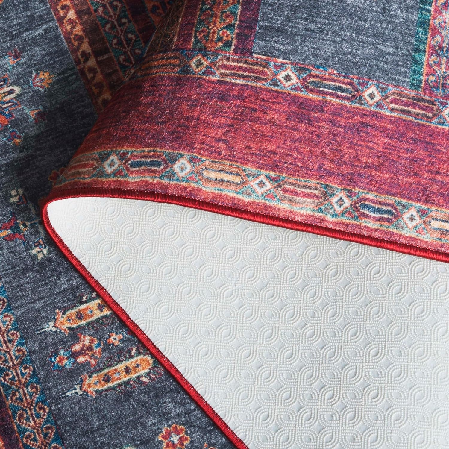 image:imageSAFAVIEH Washable Rug Orlando Collection 8 x 10 Rust amp Blue NonShedding amp Easy to Clean Ideal for Living Room Bedroom Dining Space ORL750PRustBlue
