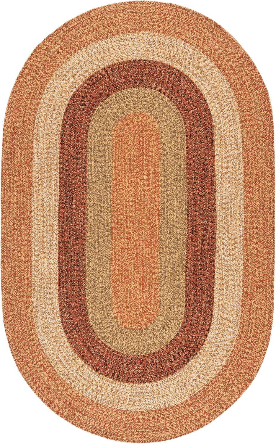 image:imageSAFAVIEH Washable Rug Outdoor Braided Collection 6 x 9 Oval Brown amp Light Brown Handmade amp Reversible NonShedding amp Easy to Clean Ideal for Patio Backyard Mudroom BRD318SRustRed