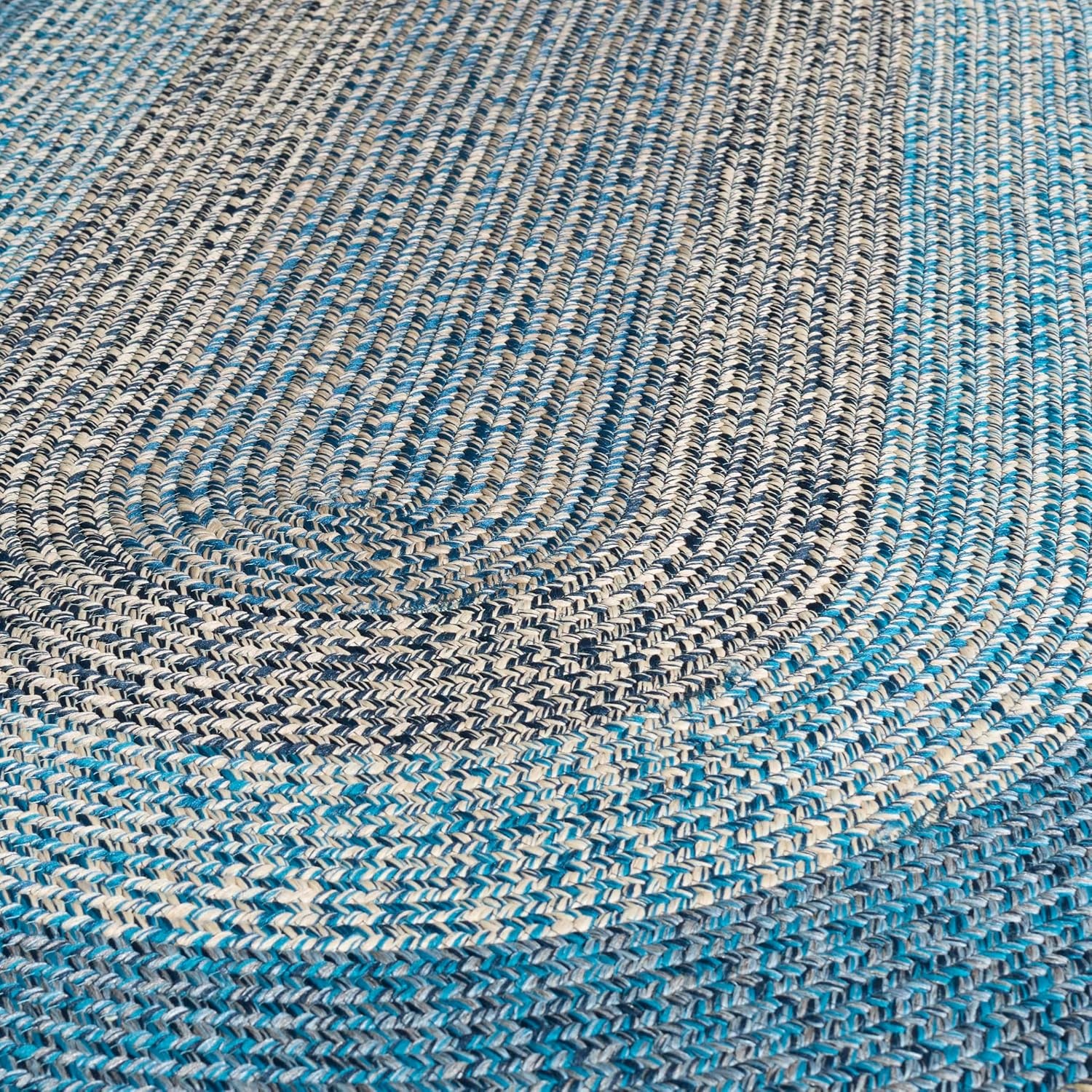 image:imageSAFAVIEH Washable Rug Outdoor Braided Collection 6 x 9 Oval Brown amp Light Brown Handmade amp Reversible NonShedding amp Easy to Clean Ideal for Patio Backyard Mudroom BRD318SNavyBlue