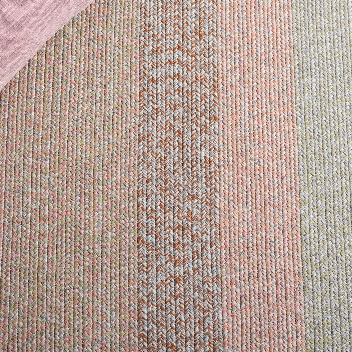 image:imageSAFAVIEH Washable Rug Outdoor Braided Collection 6 x 9 Oval Brown amp Light Brown Handmade amp Reversible NonShedding amp Easy to Clean Ideal for Patio Backyard Mudroom BRD318SBrownGrey Pink