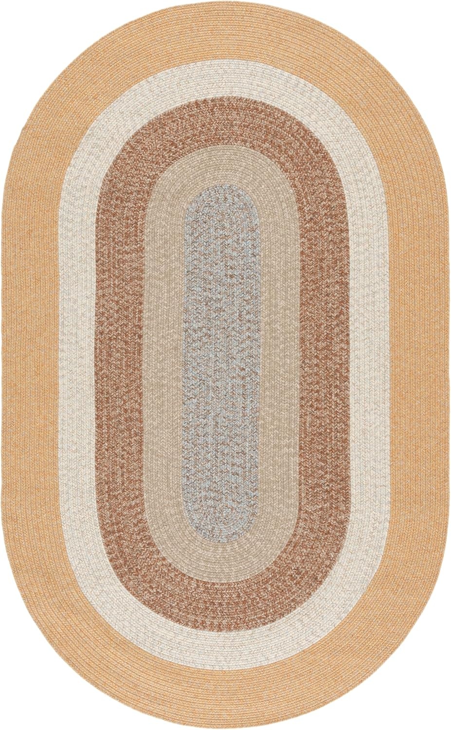 image:imageSAFAVIEH Washable Rug Outdoor Braided Collection 6 x 9 Oval Brown amp Light Brown Handmade amp Reversible NonShedding amp Easy to Clean Ideal for Patio Backyard Mudroom BRD318SBrownLight Brown
