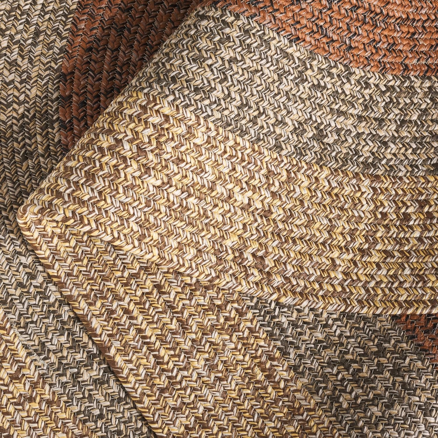 image:imageSAFAVIEH Washable Rug Outdoor Braided Collection 6 x 9 Oval Brown amp Light Brown Handmade amp Reversible NonShedding amp Easy to Clean Ideal for Patio Backyard Mudroom BRD318SBrownGold