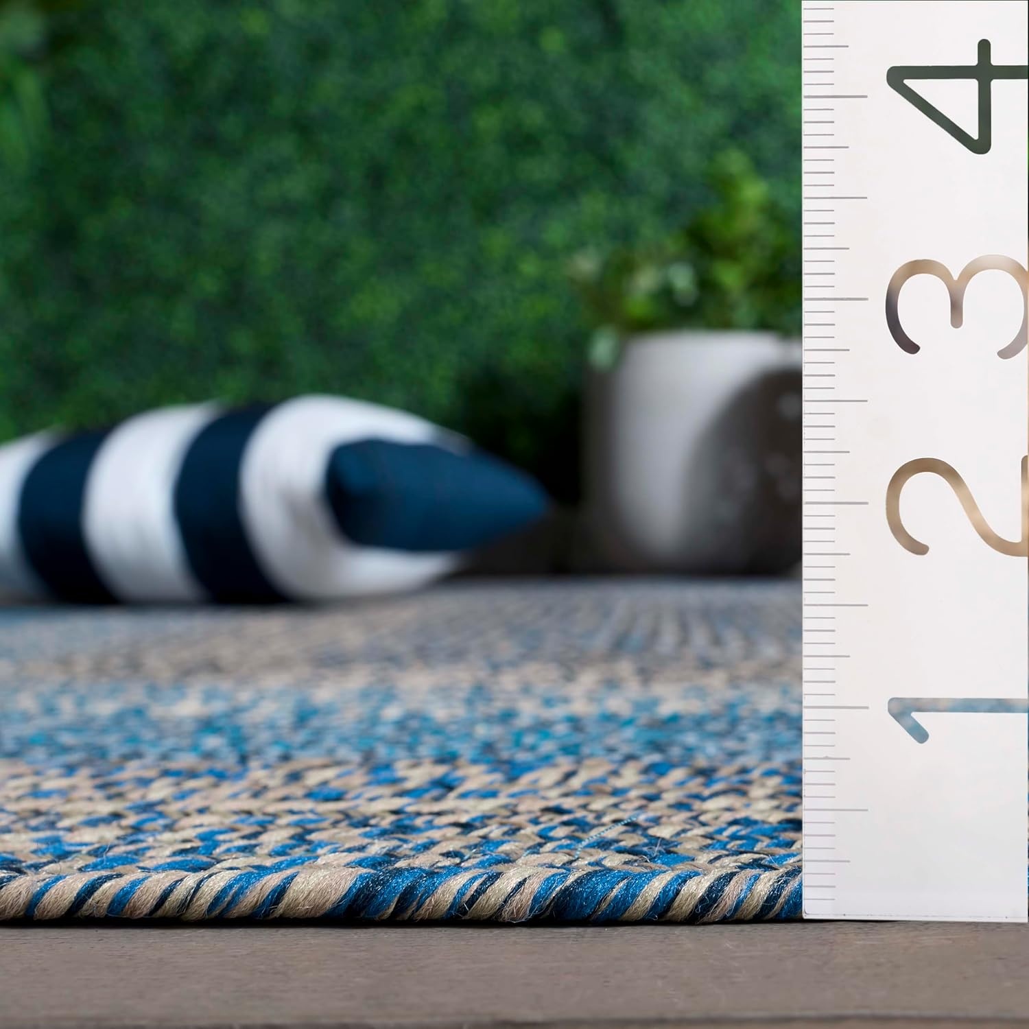 image:imageSAFAVIEH Washable Rug Outdoor Braided Collection 6 x 9 Oval Brown amp Light Brown Handmade amp Reversible NonShedding amp Easy to Clean Ideal for Patio Backyard Mudroom BRD318SNavyBlue