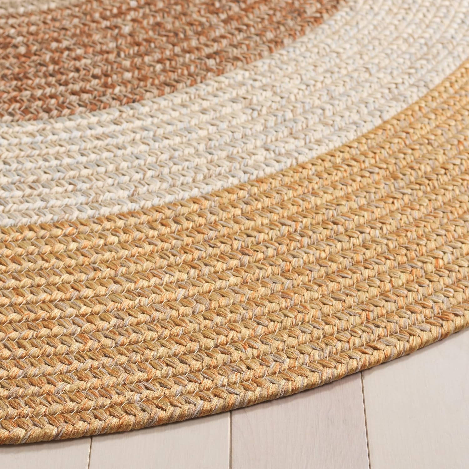 image:imageSAFAVIEH Washable Rug Outdoor Braided Collection 6 x 9 Oval Brown amp Light Brown Handmade amp Reversible NonShedding amp Easy to Clean Ideal for Patio Backyard Mudroom BRD318SBrownLight Brown