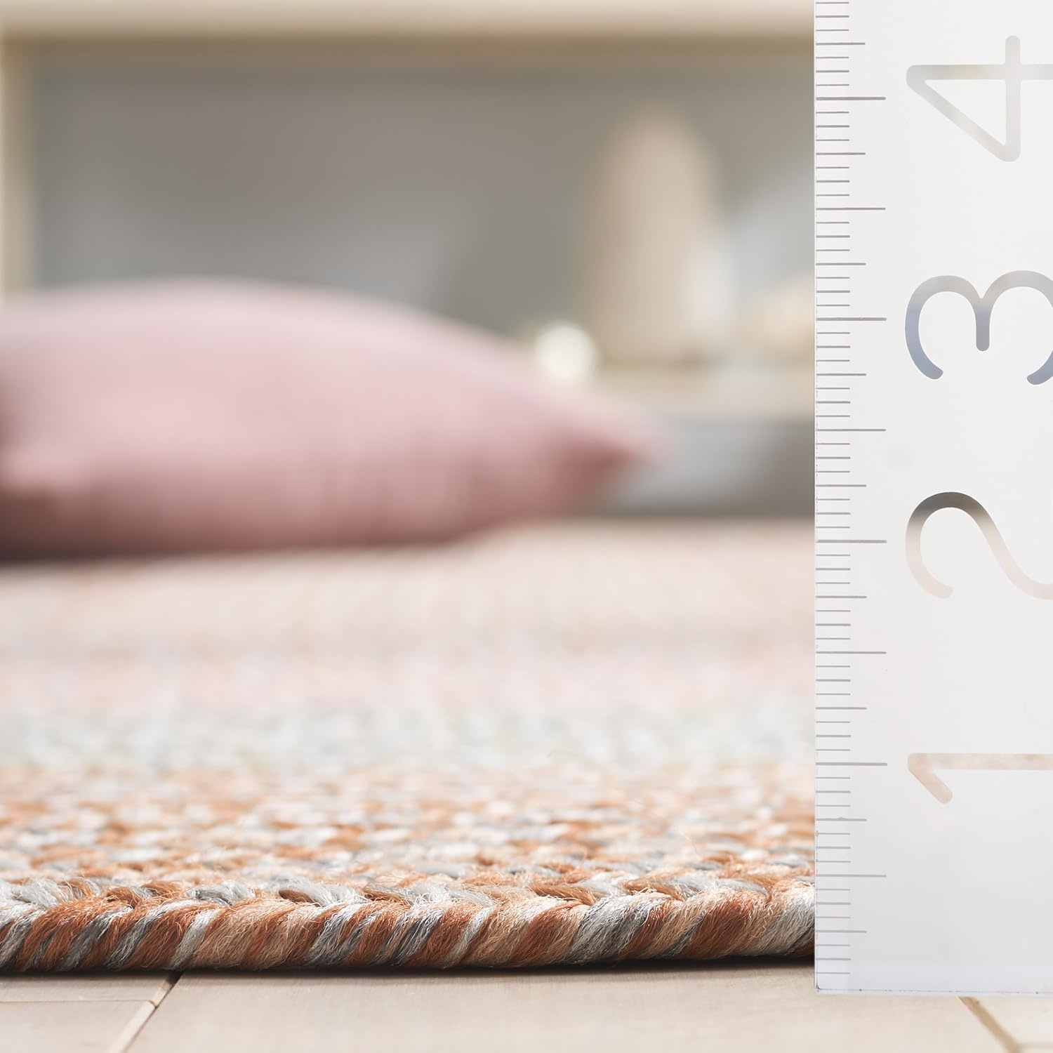image:imageSAFAVIEH Washable Rug Outdoor Braided Collection 6 x 9 Oval Brown amp Light Brown Handmade amp Reversible NonShedding amp Easy to Clean Ideal for Patio Backyard Mudroom BRD318SBrownGrey Pink