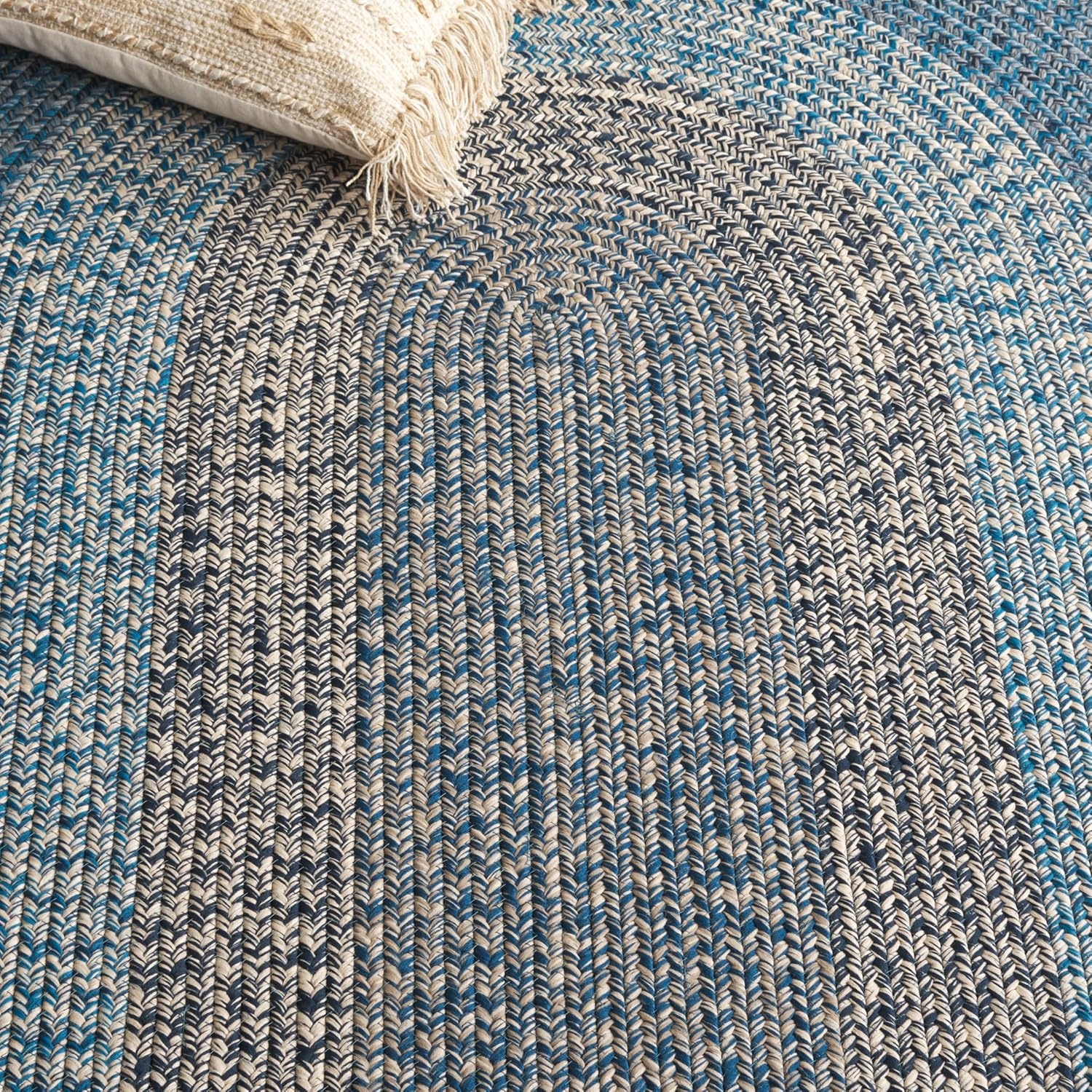 image:imageSAFAVIEH Washable Rug Outdoor Braided Collection 6 x 9 Oval Brown amp Light Brown Handmade amp Reversible NonShedding amp Easy to Clean Ideal for Patio Backyard Mudroom BRD318SNavyBlue