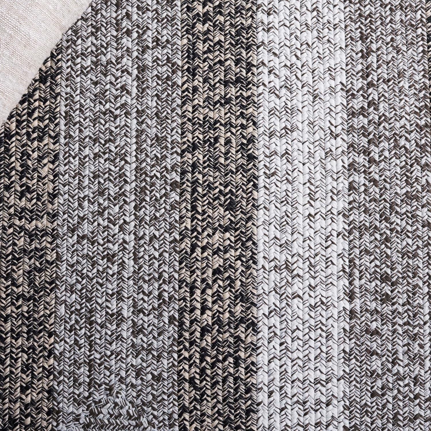 image:imageSAFAVIEH Washable Rug Outdoor Braided Collection 6 x 9 Oval Brown amp Light Brown Handmade amp Reversible NonShedding amp Easy to Clean Ideal for Patio Backyard Mudroom BRD318SIvoryBlack