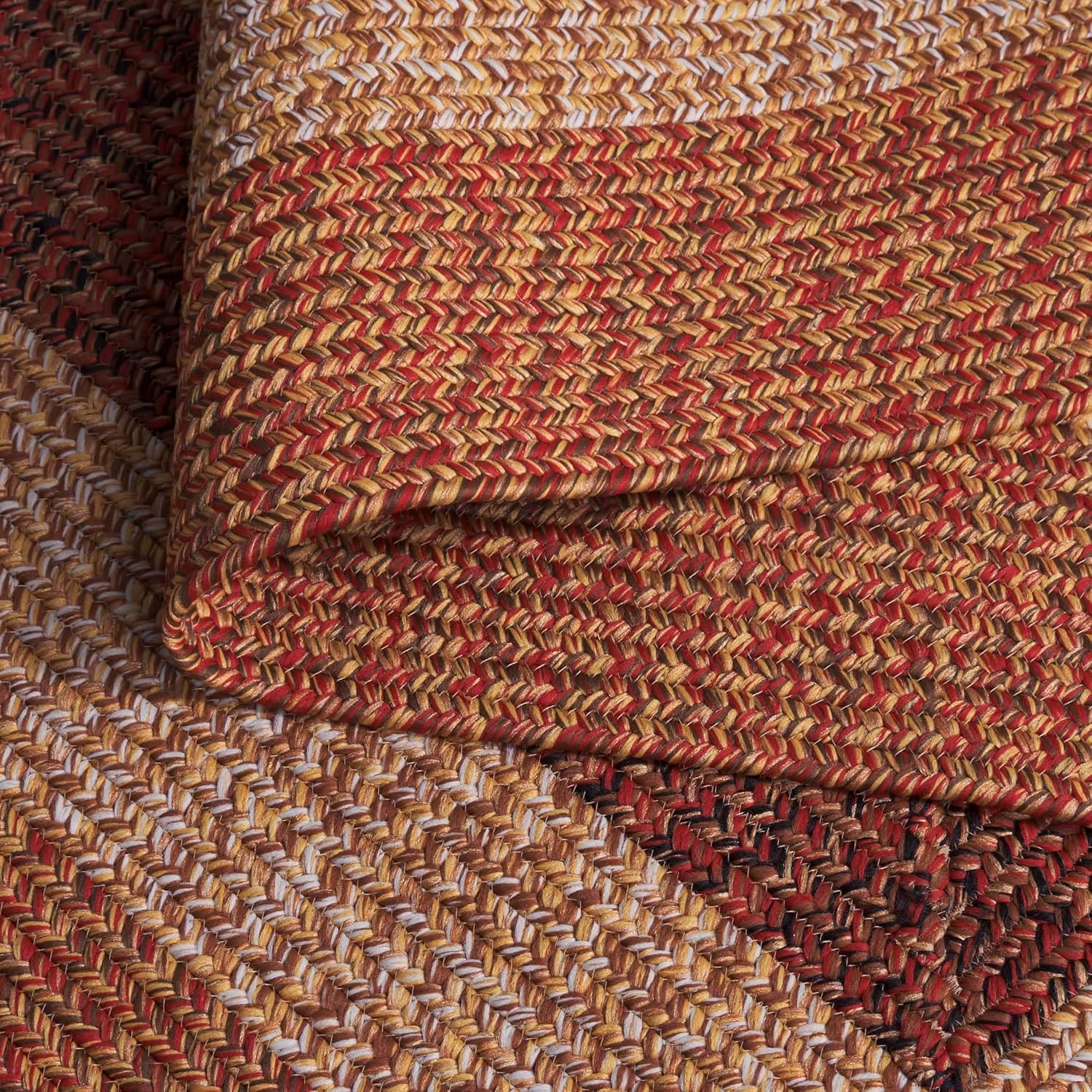 image:imageSAFAVIEH Washable Rug Outdoor Braided Collection 6 x 9 Oval Brown amp Light Brown Handmade amp Reversible NonShedding amp Easy to Clean Ideal for Patio Backyard Mudroom BRD318SRustRed