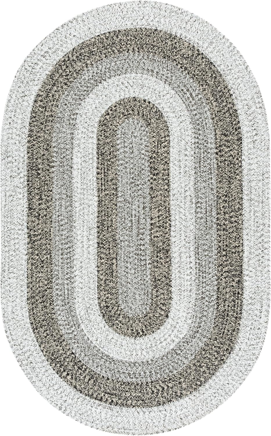 image:imageSAFAVIEH Washable Rug Outdoor Braided Collection 6 x 9 Oval Brown amp Light Brown Handmade amp Reversible NonShedding amp Easy to Clean Ideal for Patio Backyard Mudroom BRD318SIvoryBlack
