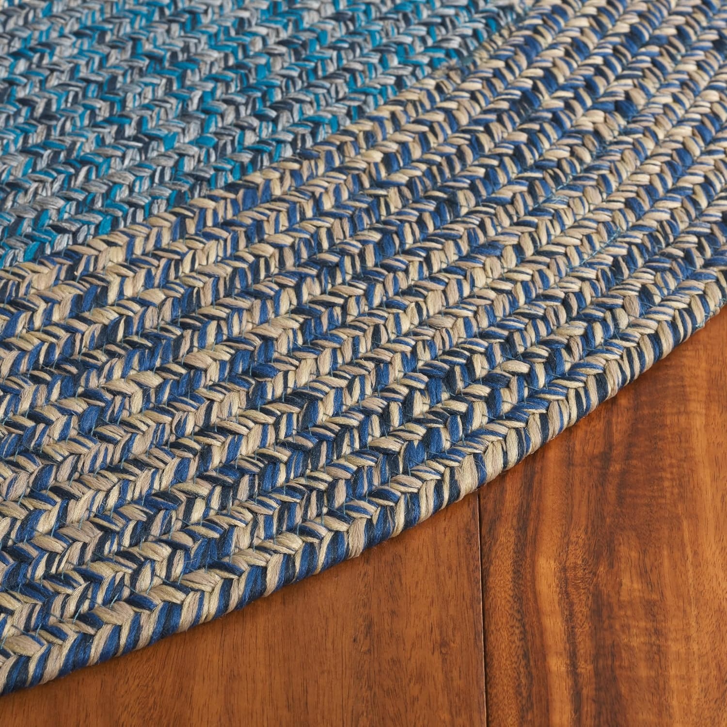 image:imageSAFAVIEH Washable Rug Outdoor Braided Collection 6 x 9 Oval Brown amp Light Brown Handmade amp Reversible NonShedding amp Easy to Clean Ideal for Patio Backyard Mudroom BRD318SNavyBlue