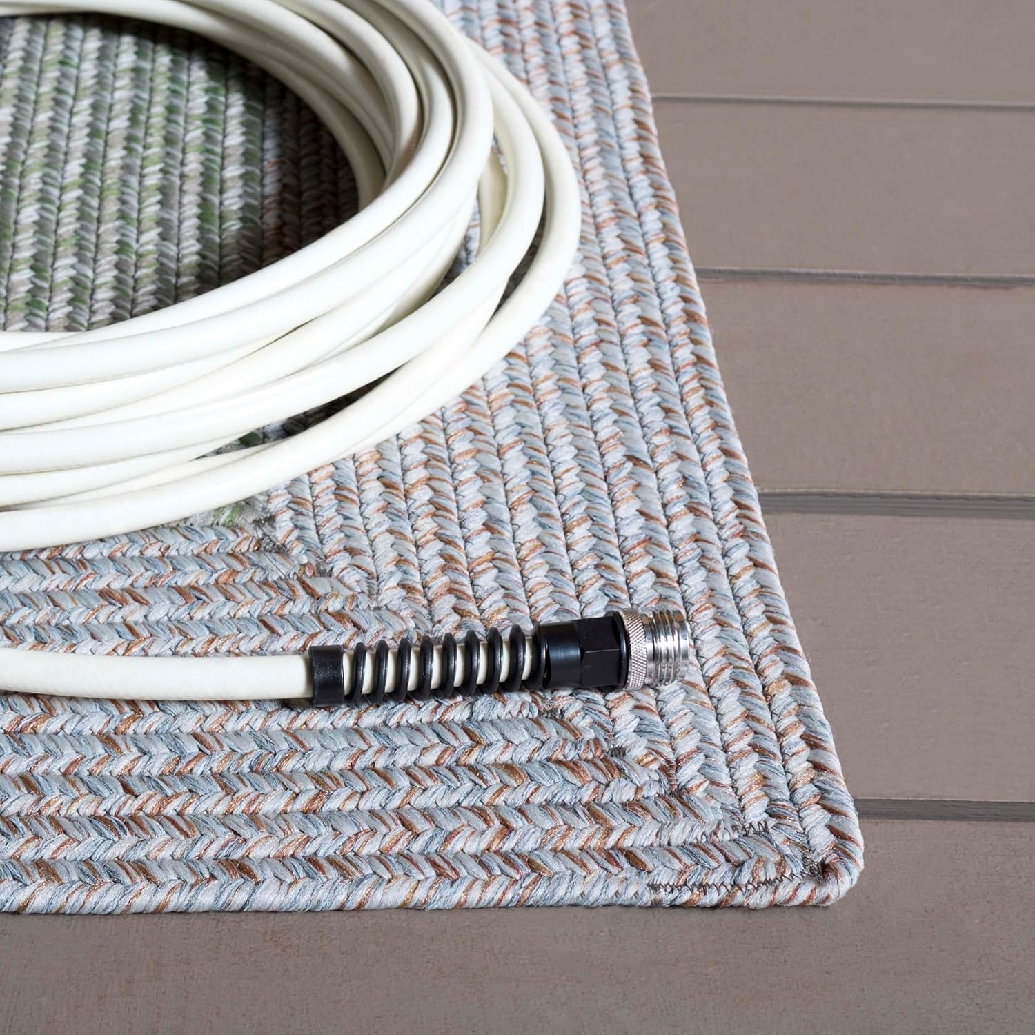 image:imageSAFAVIEH Washable Rug Outdoor Braided Collection 6 x 9 Oval Brown amp Light Brown Handmade amp Reversible NonShedding amp Easy to Clean Ideal for Patio Backyard Mudroom BRD318SGreyGreen