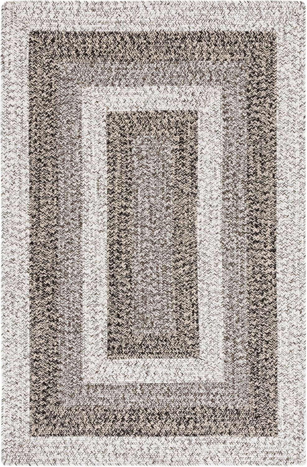 image:imageSAFAVIEH Washable Rug Outdoor Braided Collection 6 x 9 Oval Brown amp Light Brown Handmade amp Reversible NonShedding amp Easy to Clean Ideal for Patio Backyard Mudroom BRD318SIvoryBlack