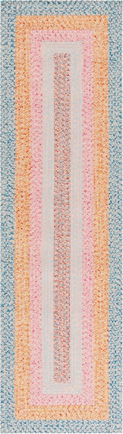 image:imageSAFAVIEH Washable Rug Outdoor Braided Collection 6 x 9 Oval Brown amp Light Brown Handmade amp Reversible NonShedding amp Easy to Clean Ideal for Patio Backyard Mudroom BRD318SAquaPink