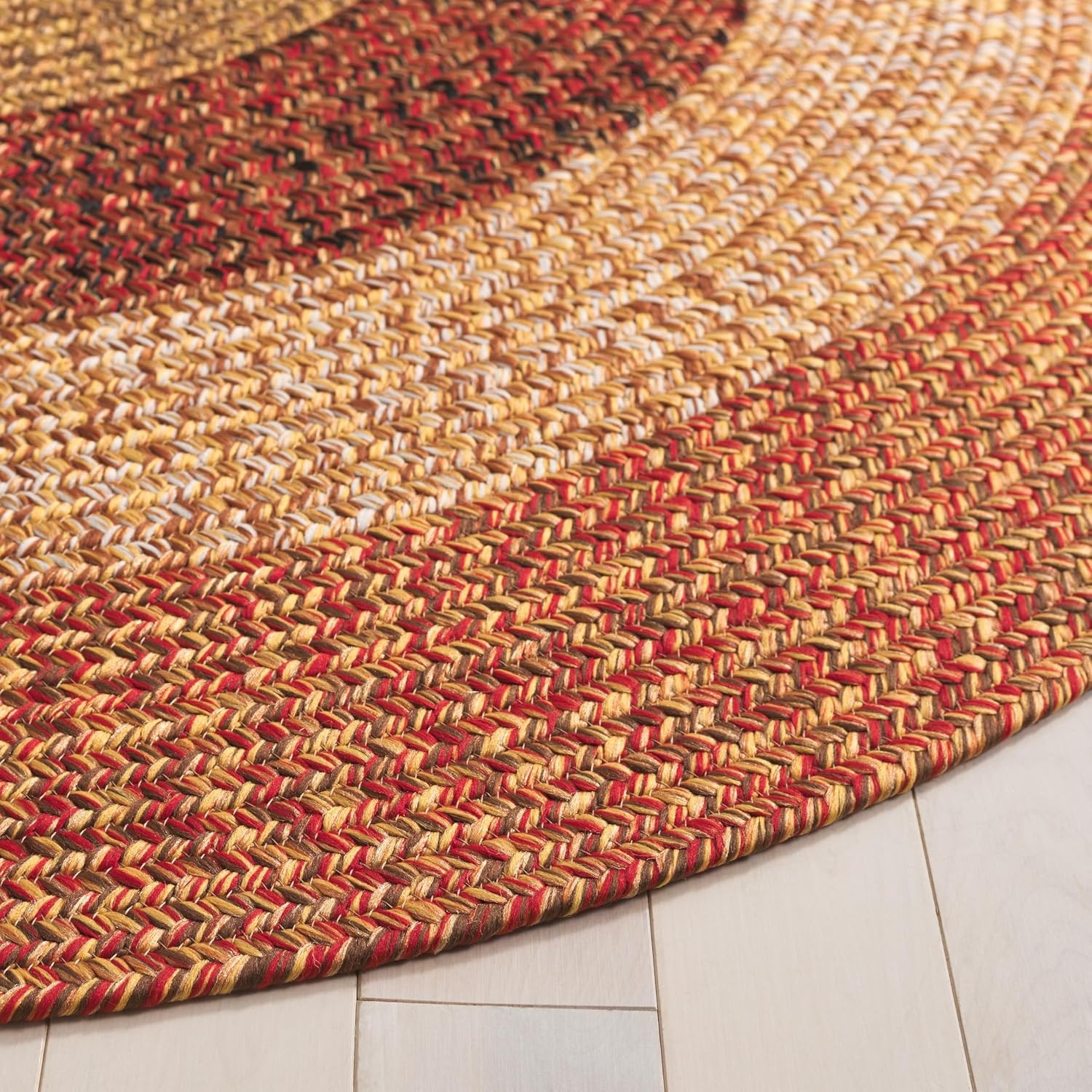 image:imageSAFAVIEH Washable Rug Outdoor Braided Collection 6 x 9 Oval Brown amp Light Brown Handmade amp Reversible NonShedding amp Easy to Clean Ideal for Patio Backyard Mudroom BRD318SRustRed