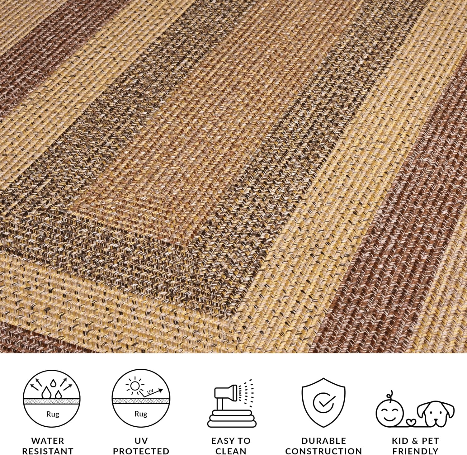 image:imageSAFAVIEH Washable Rug Outdoor Braided Collection 6 x 9 Oval Brown amp Light Brown Handmade amp Reversible NonShedding amp Easy to Clean Ideal for Patio Backyard Mudroom BRD318SBeigeBrown
