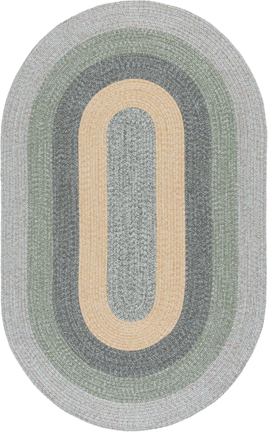image:imageSAFAVIEH Washable Rug Outdoor Braided Collection 6 x 9 Oval Brown amp Light Brown Handmade amp Reversible NonShedding amp Easy to Clean Ideal for Patio Backyard Mudroom BRD318SGreyGreen