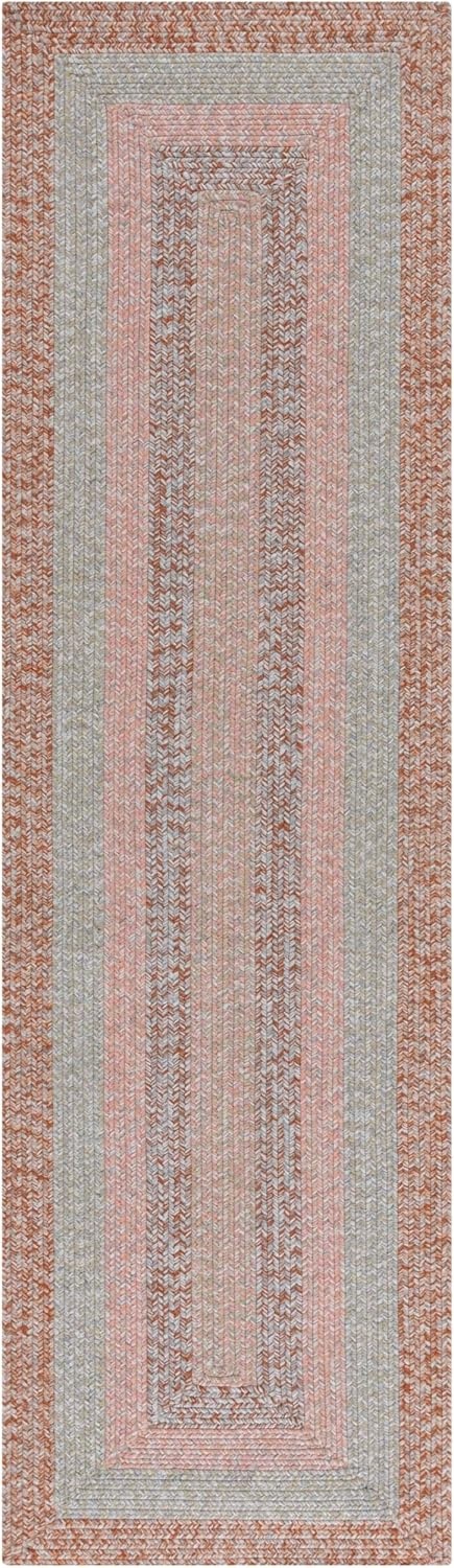 image:imageSAFAVIEH Washable Rug Outdoor Braided Collection 6 x 9 Oval Brown amp Light Brown Handmade amp Reversible NonShedding amp Easy to Clean Ideal for Patio Backyard Mudroom BRD318SBrownGrey Pink
