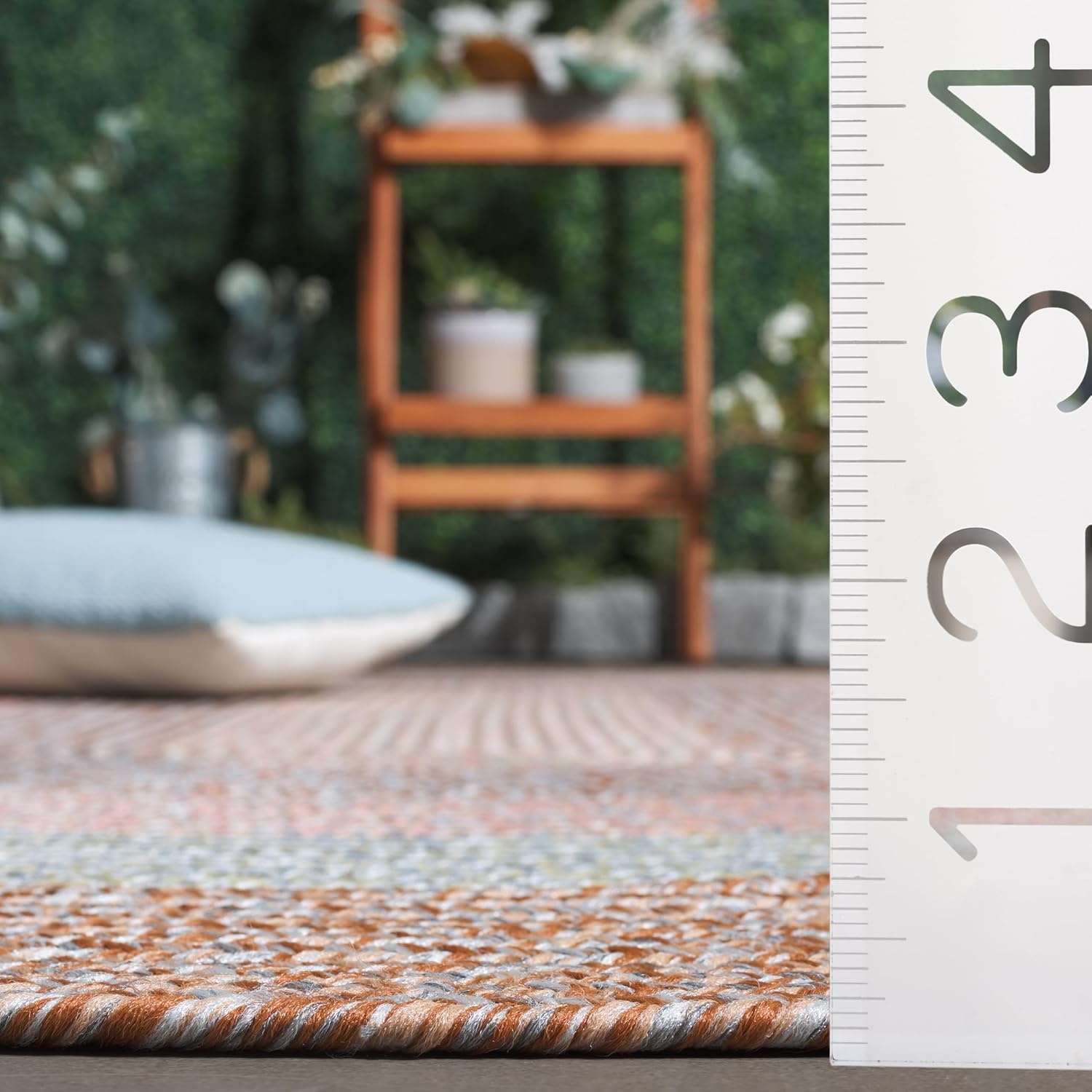 image:imageSAFAVIEH Washable Rug Outdoor Braided Collection 6 x 9 Oval Brown amp Light Brown Handmade amp Reversible NonShedding amp Easy to Clean Ideal for Patio Backyard Mudroom BRD318SBrownGrey Pink